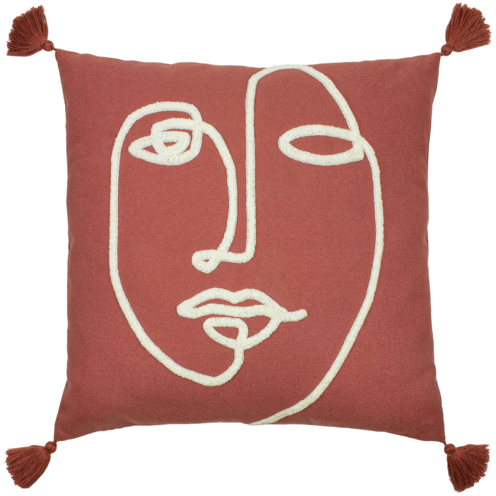 Uno Face 45x45 Feather Filled Cushion Red Clay