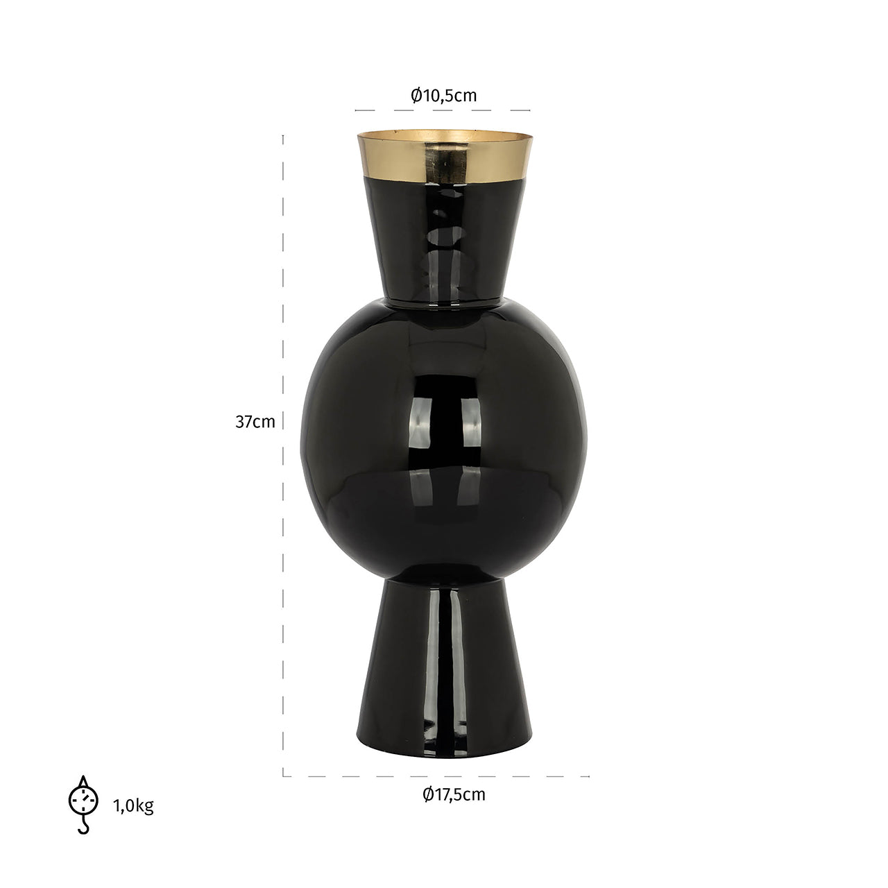 Vase Florence (Black/gold)