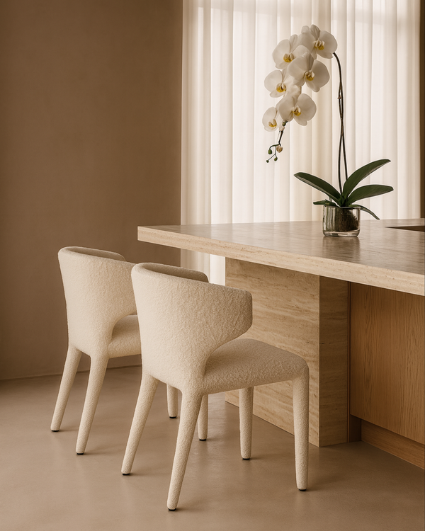 Vela Dining Chair - Chex Polar Bouclé - Tommy Franks