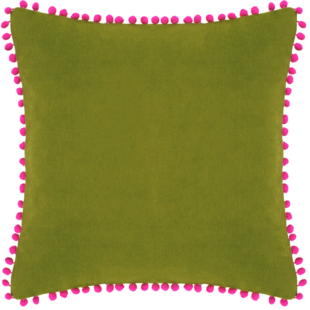 Velvet Pompom C/c 45x45 Gree & Fuc - Canwell Interiors Limited - Riva
