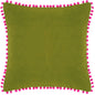 VELVET POMPOM C/C 45X45 GREE/FUC