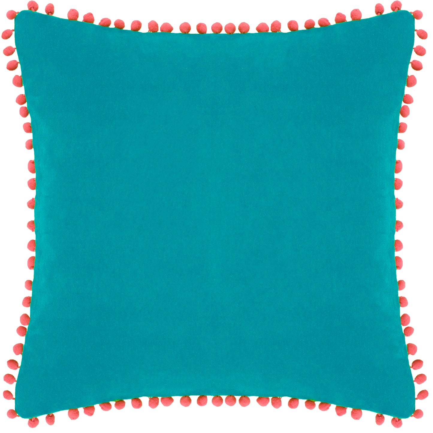 VELVET POMPOM C/C 45X45 TEAL/COR