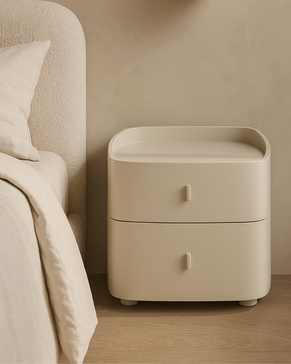 Vertu Bedside Table - Matte Beige - Tommy Franks