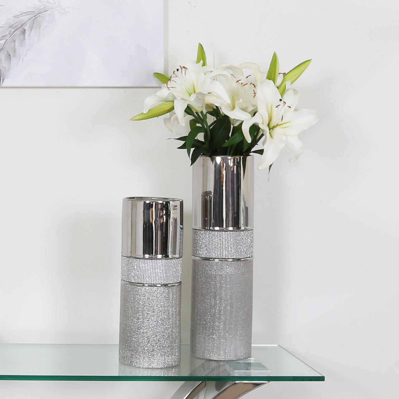 50cm Glitz And Silver Vase