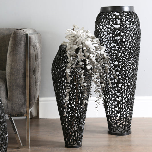 61cm Esme Metal Vase Black
