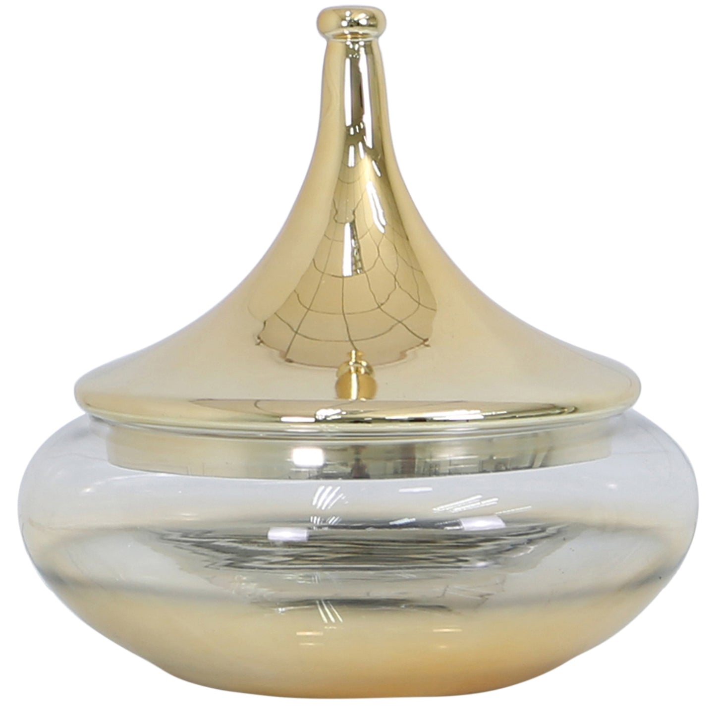 38cm Clear Glass Vase With Gold Fluted Lid