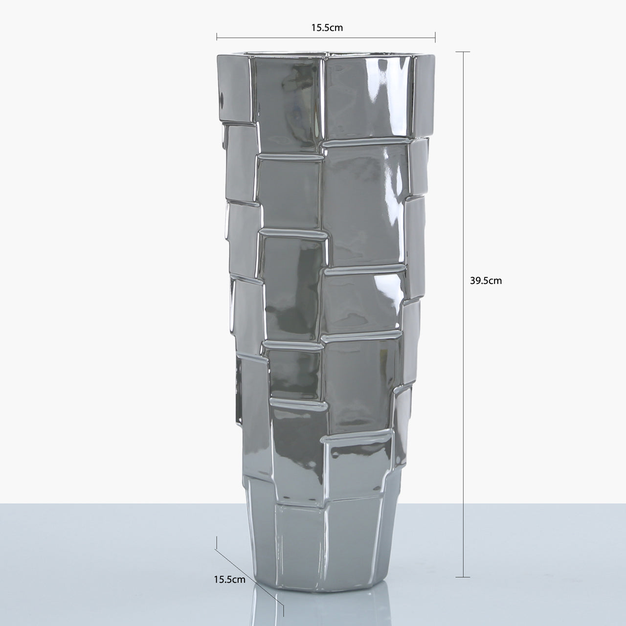 39.5cm Ceramic Vase Silver