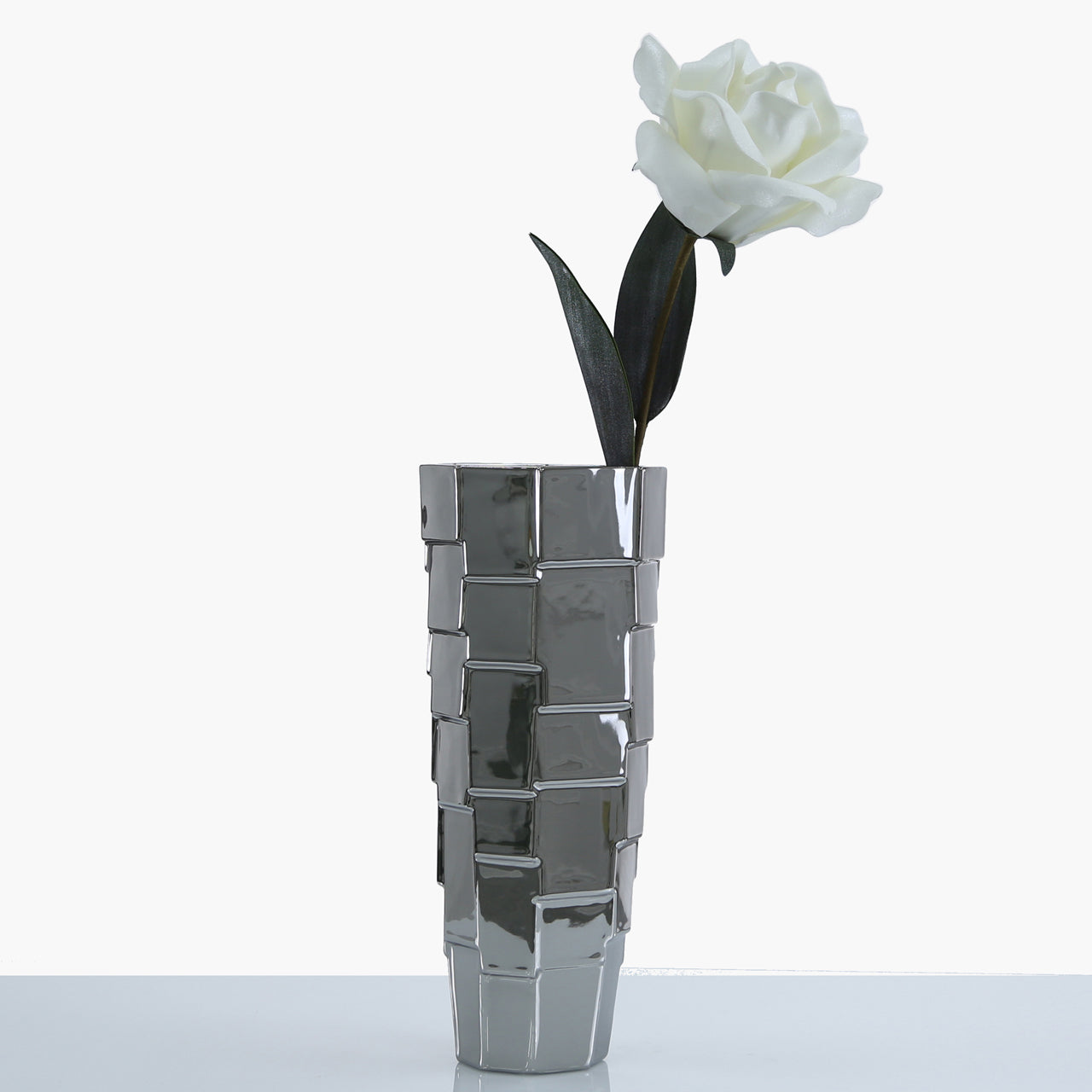 39.5cm Ceramic Vase Silver