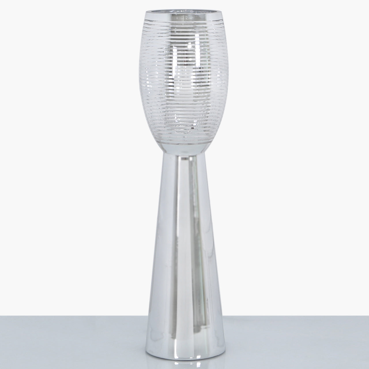 60cm Silver Stripe Glass Vase