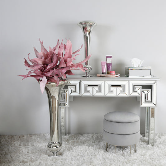 81.5cm Fluted Glass Vase Silver