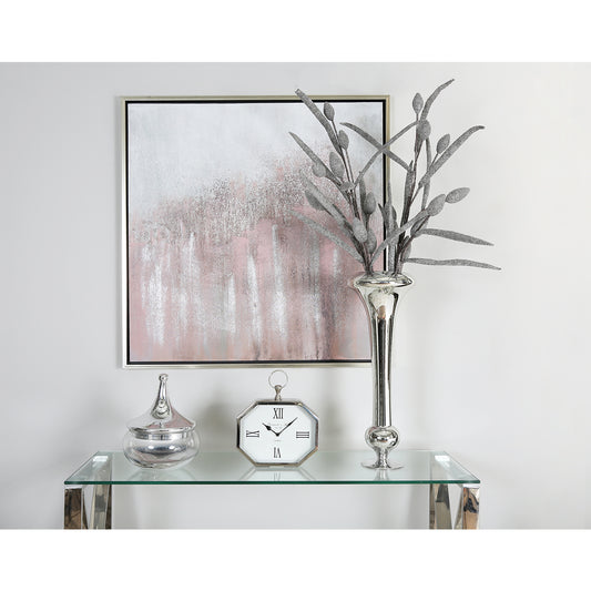 61cm Fluted Glass Vase Silver