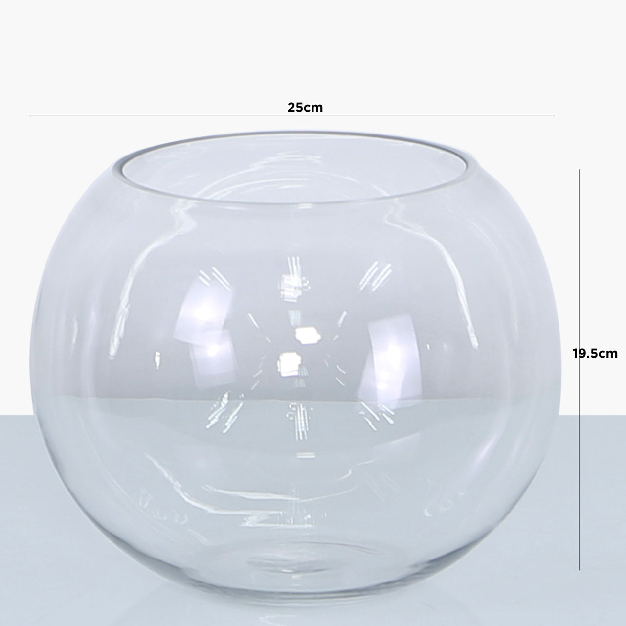 25cm Glass Bowl Vase Clear