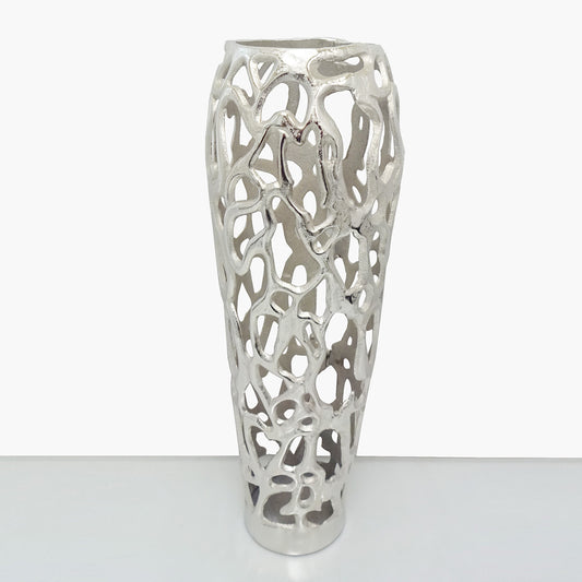 62cm Coral Metal Vase Nickel