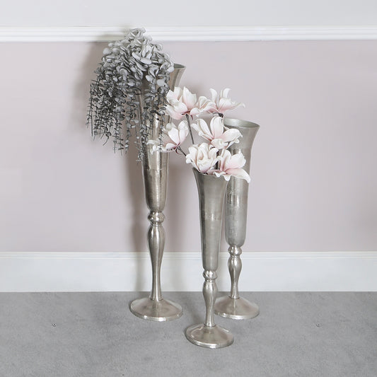 85cm Fluted Vase Nickel