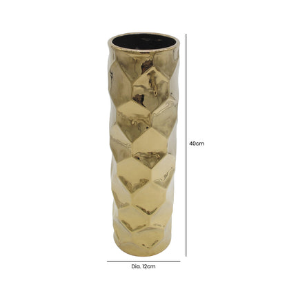 40cm Gold Hexagon Design Vase