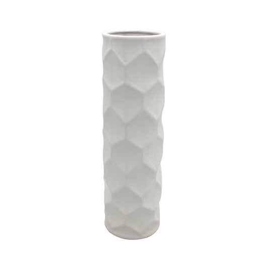 40cm Matte White Hexagon Design Vase