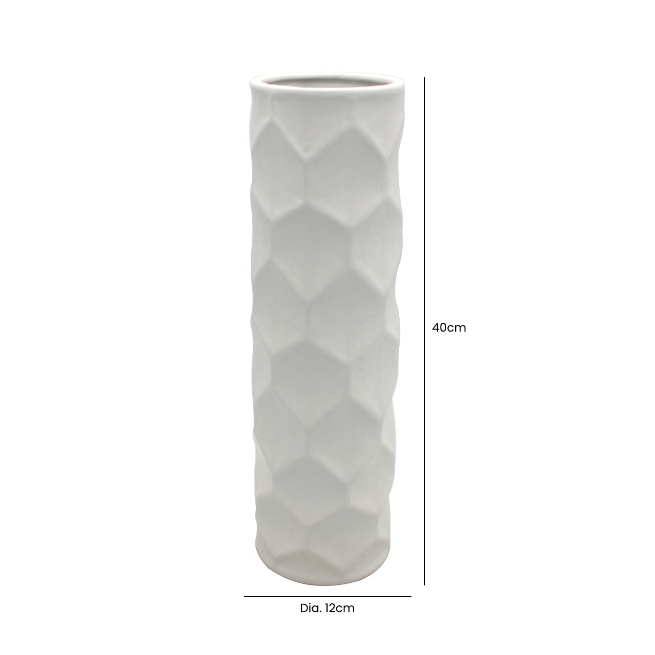 40cm Matte White Hexagon Design Vase