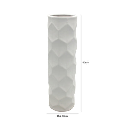 40cm Matte White Hexagon Design Vase