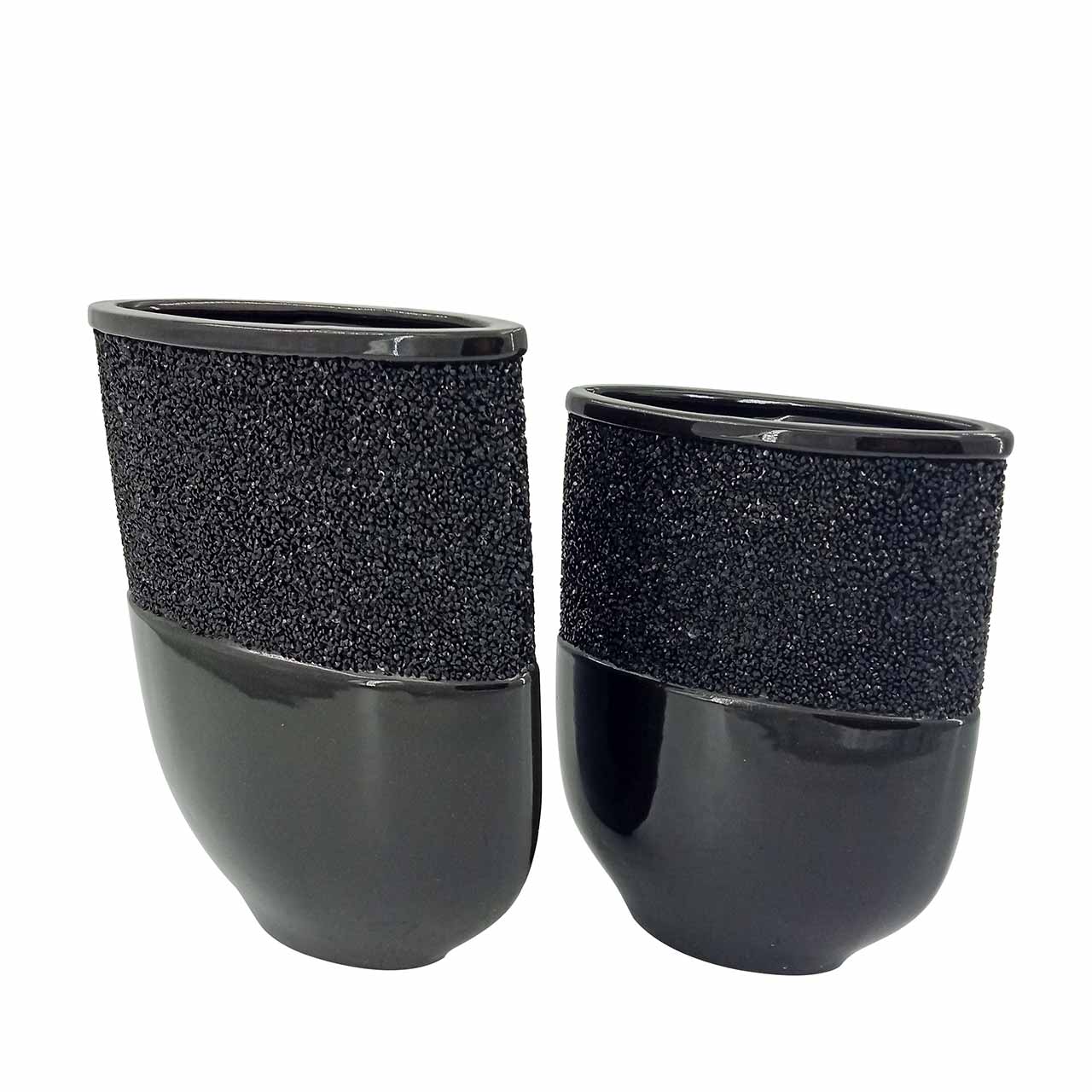 27.5cm Black Glitz and Glaze Vase