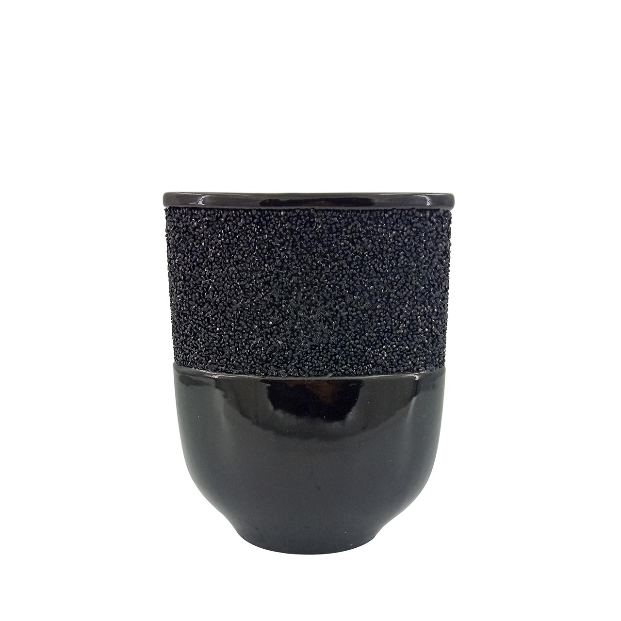 23.8cm Black Glitz and Glaze Vase