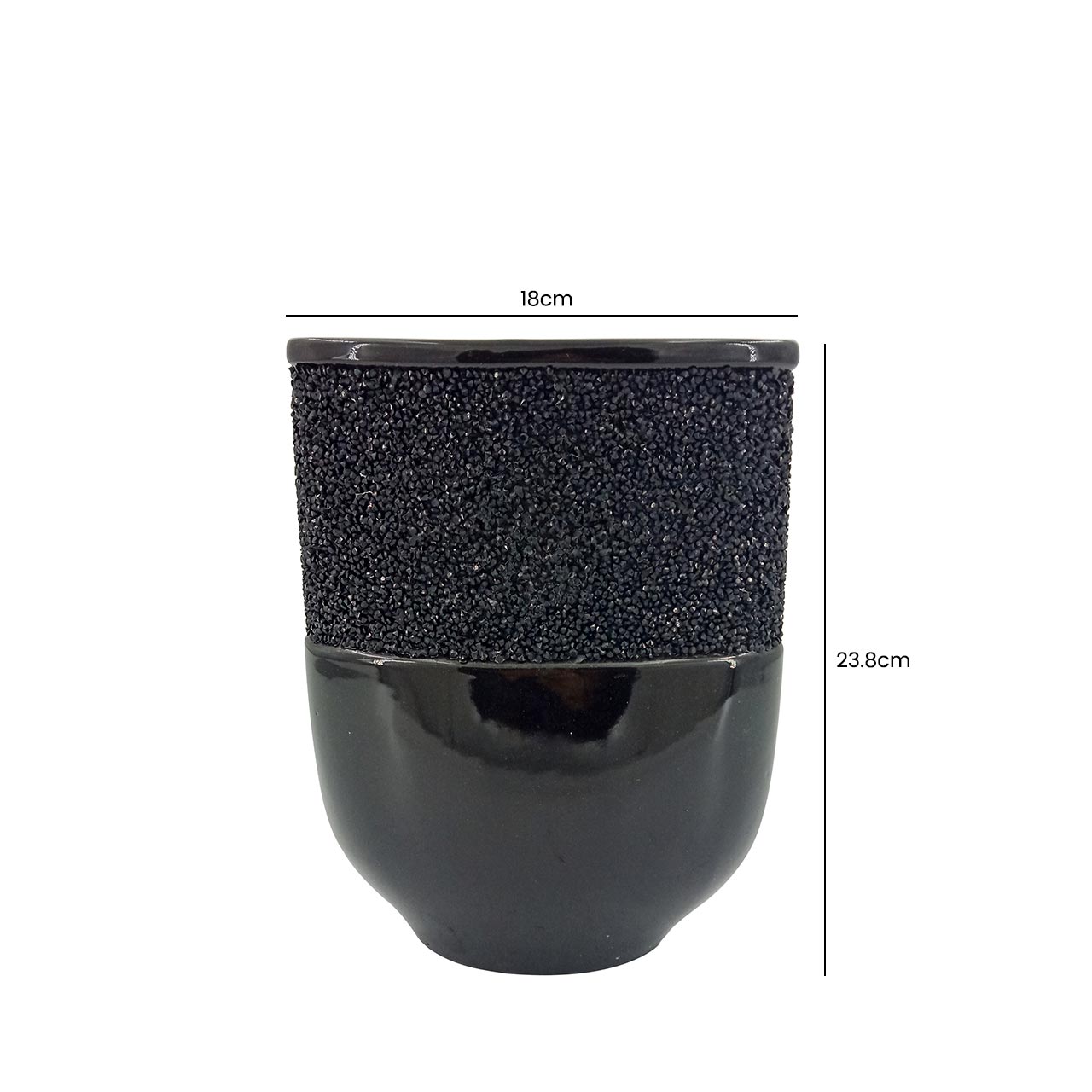 23.8cm Black Glitz and Glaze Vase