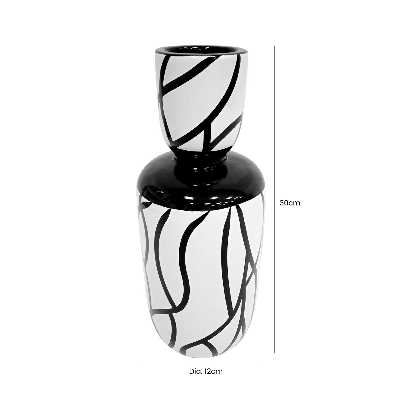 30cm White and Black Ceramic Vase