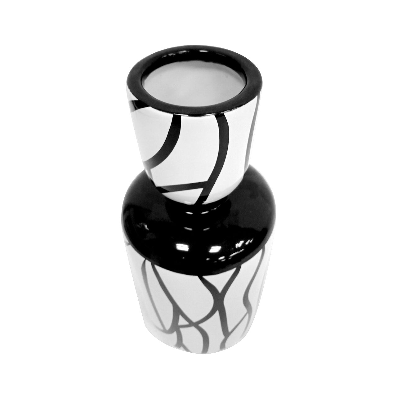 30cm White and Black Ceramic Vase