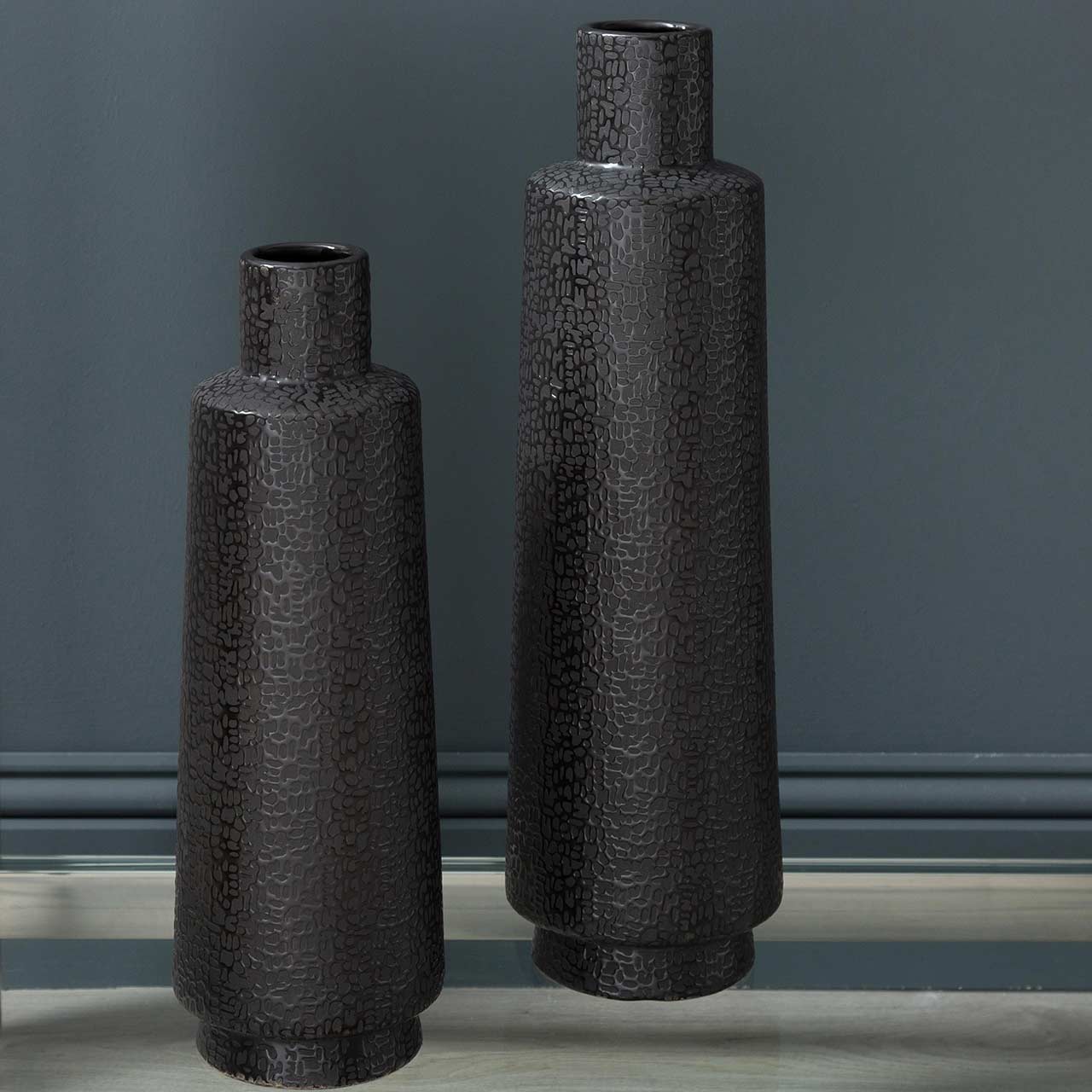 50cm Black Textured Vase