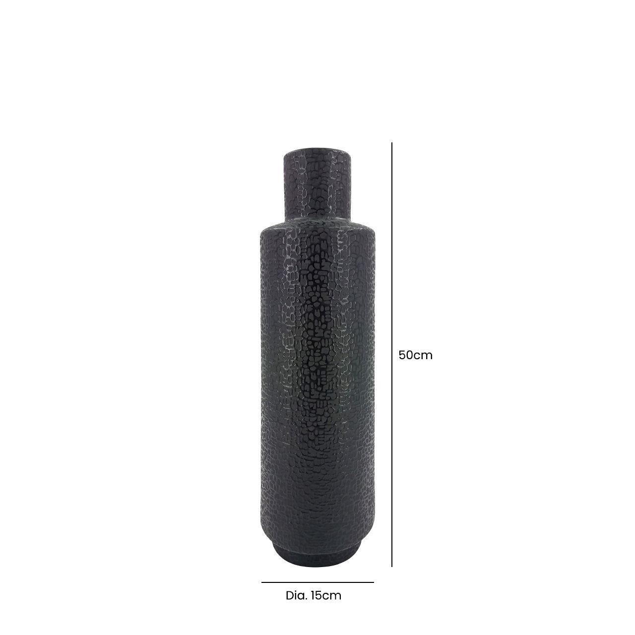 50cm Black Textured Vase