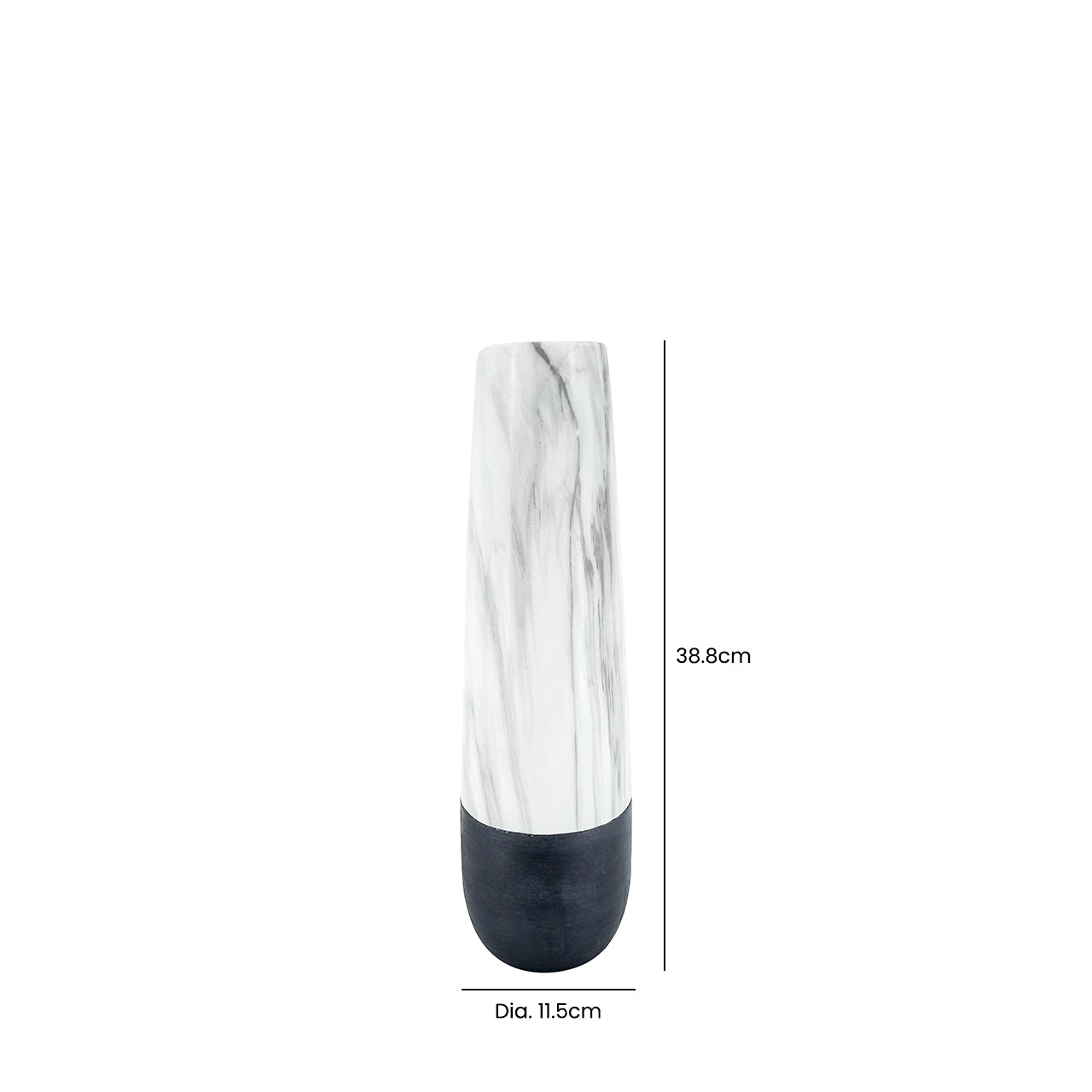 38.8cm White Marble and Black Textured Vase