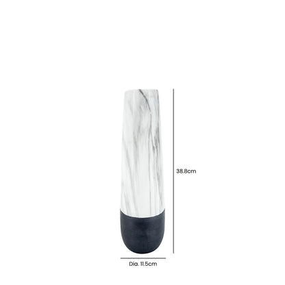 38.8cm White Marble and Black Textured Vase