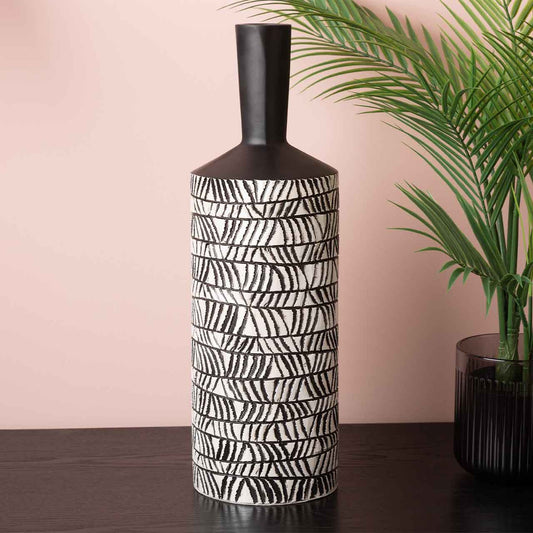 49.5cm Black and White Polyresin Vase