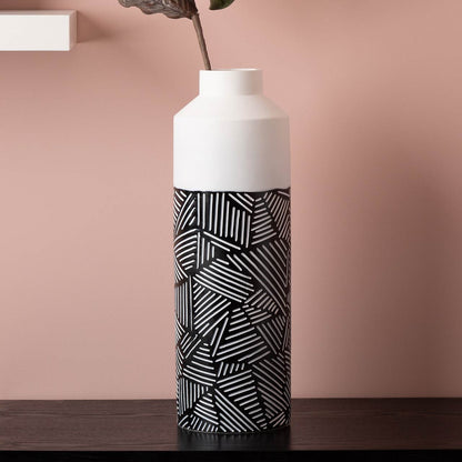 50cm Black and White Lines Polyresin Vase