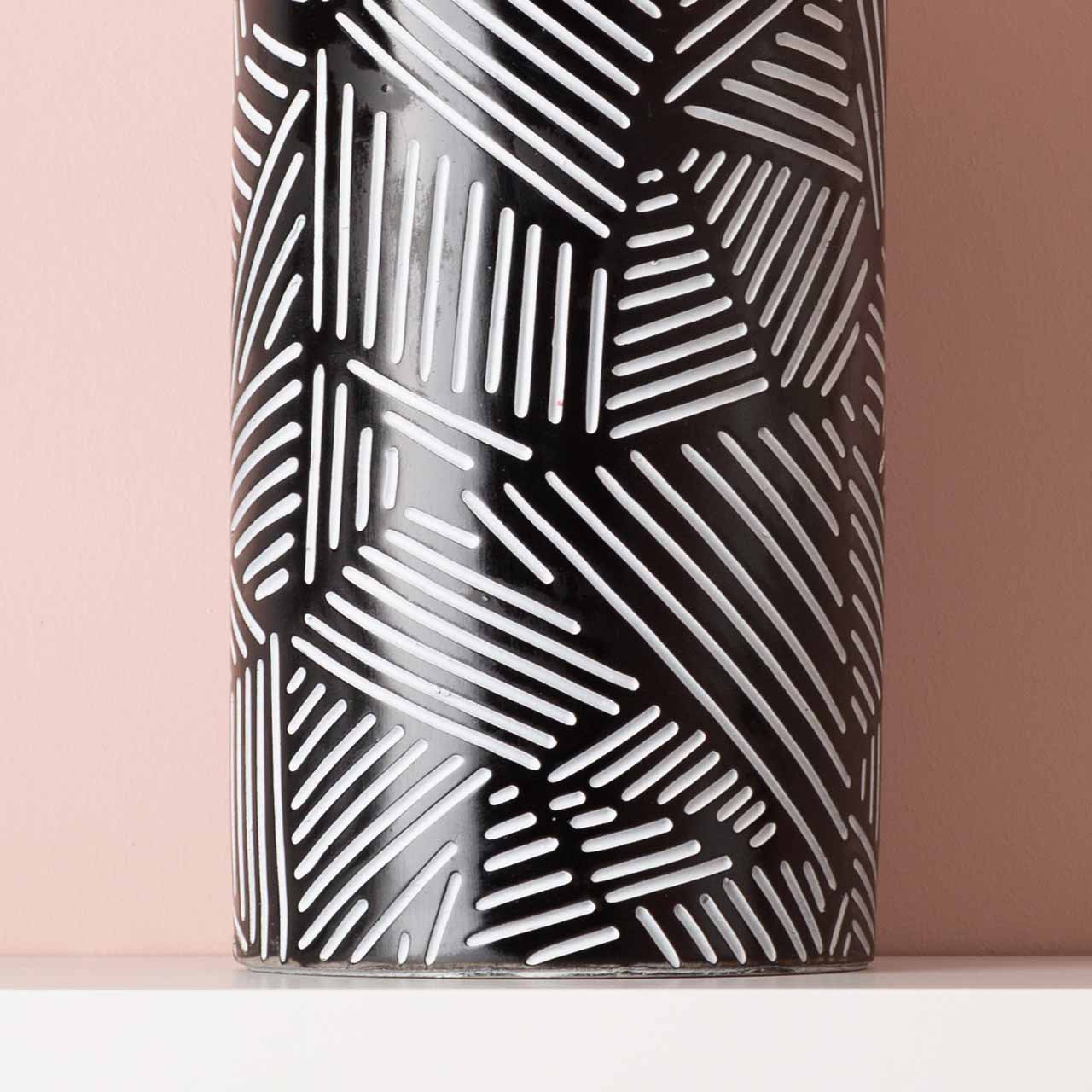 40cm Black and White Lines Polyresin Vase