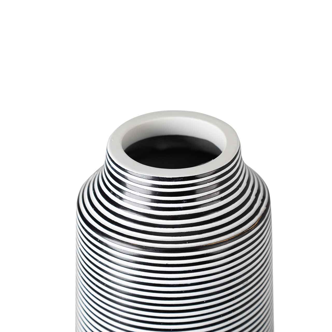 46cm Black and White Stripes Polyresin Vase