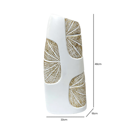 48cm White and Gold Polyresin Vase