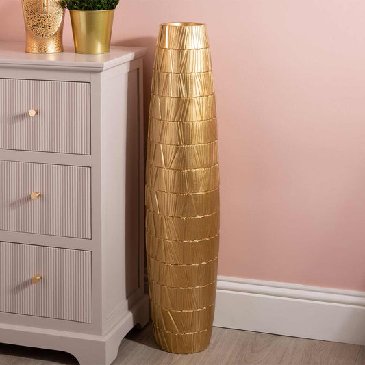 90cm Gold Polyresin Floor Vase
