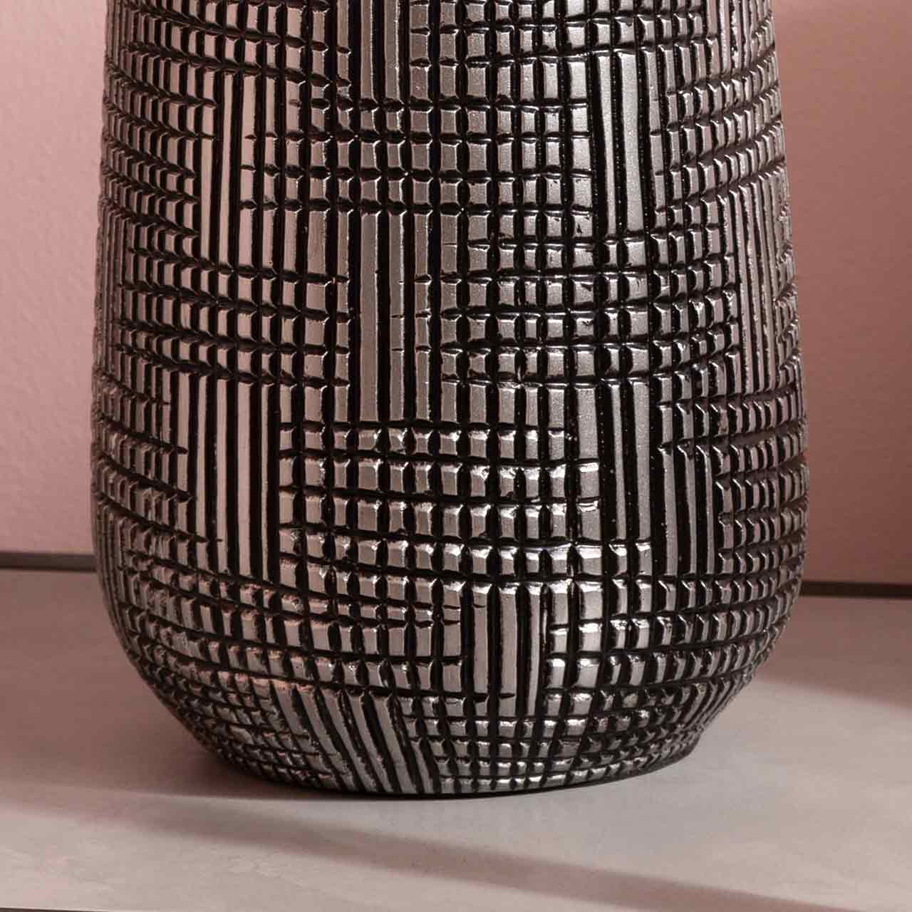 31cm Black and Silver Polyresin Vase