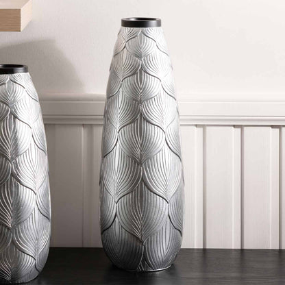 35cm Silver Leaf Lines Polyresin Vase Polyresin Vase