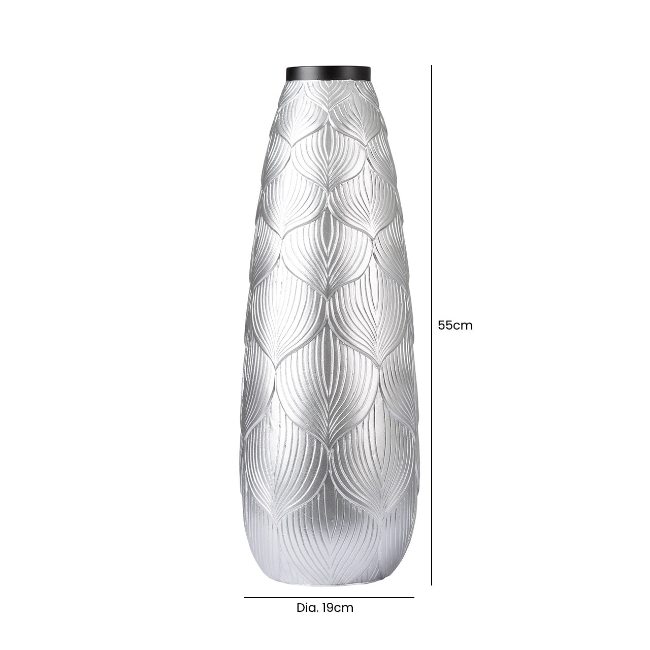 45cm Silver Leaf Lines Polyresin Vase Polyresin Vase