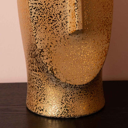 38cm Gold Textured Ceramic Face Vase