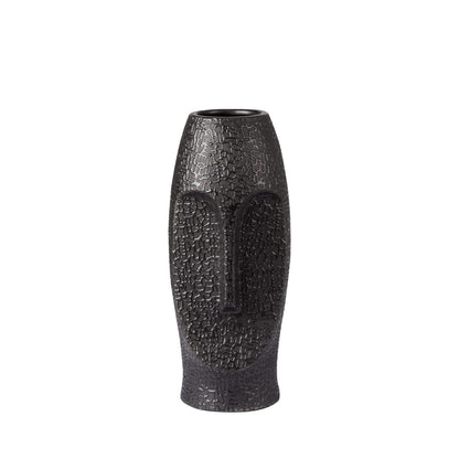 31cm Black Textured Ceramic Face Vase