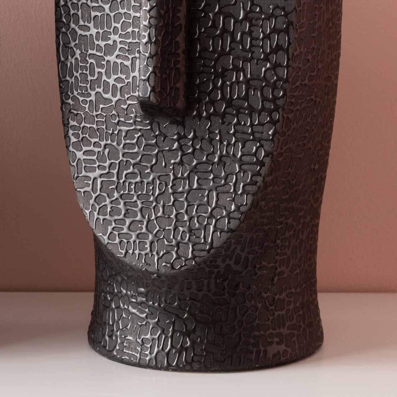 31cm Black Textured Ceramic Face Vase