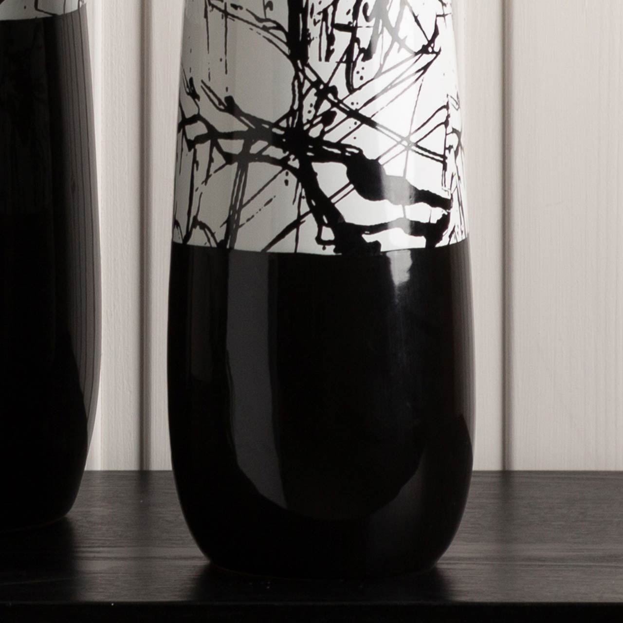 48.5cm Black and White Splash Ceramic Vase