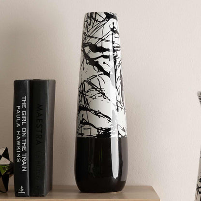 38.8cm Black and White Splash Ceramic Vase