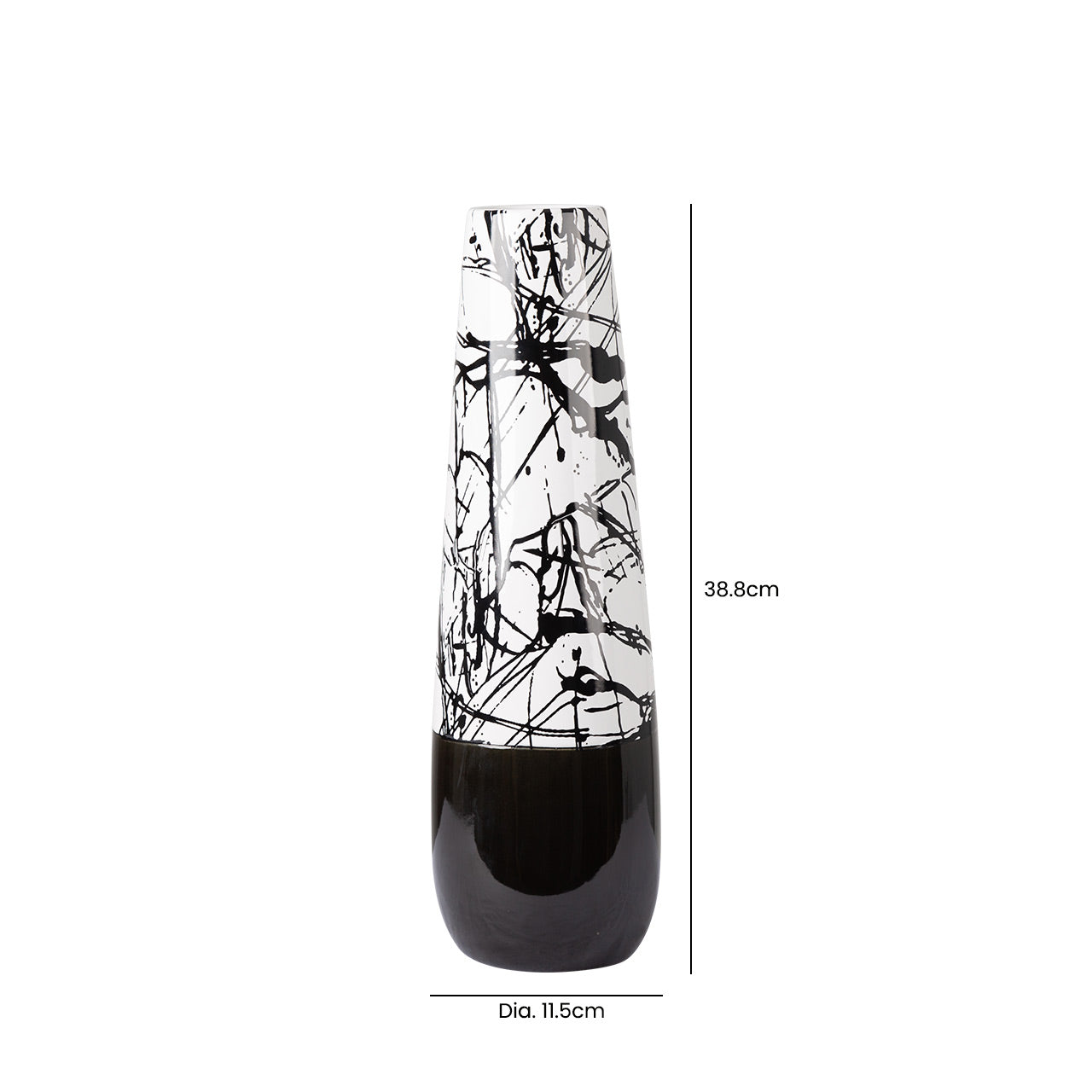 38.8cm Black and White Splash Ceramic Vase