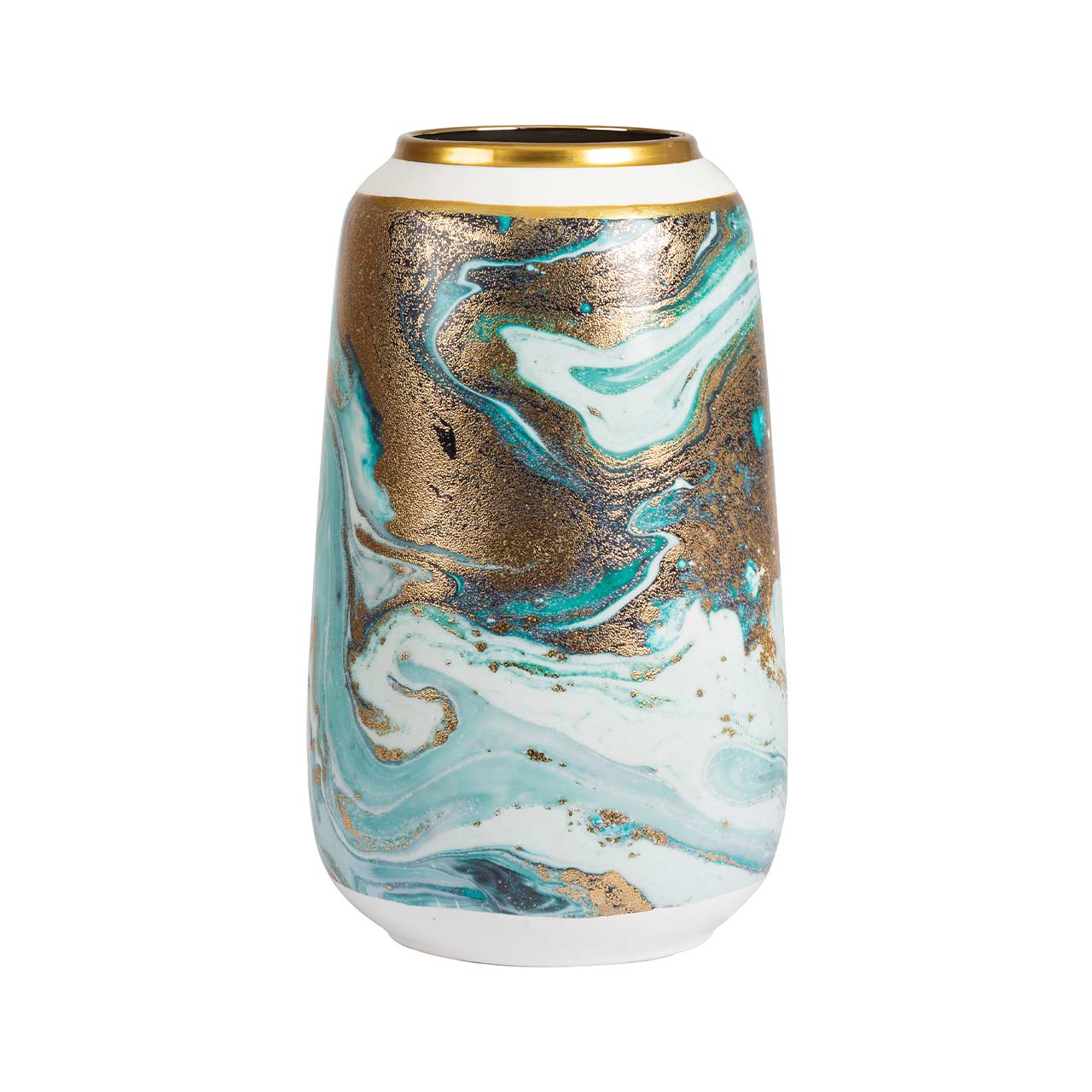 35.6cm Blue White Gold Abstract Ceramic Vase