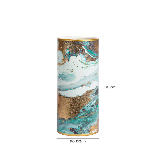 30.5cm Blue White Gold Abstract Ceramic Vase