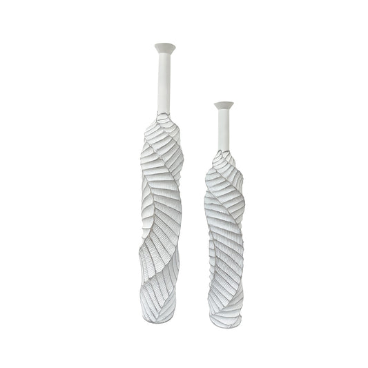 93.5cm White Sand Wave Design with Silver Lining Polyresin Vase