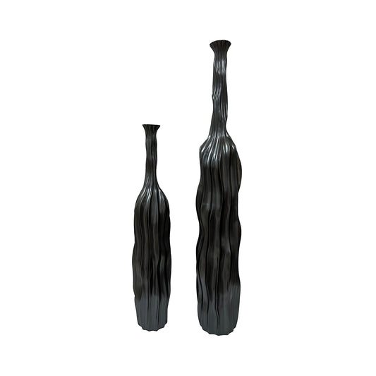 97cm Pearl Grey Ridges Design Polyresin Vase